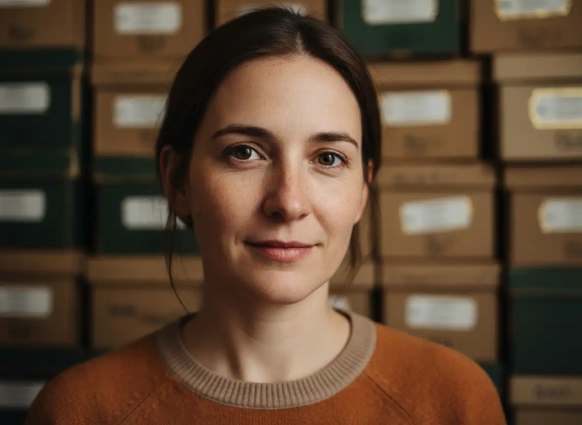 Archivist organizing collections in archive room